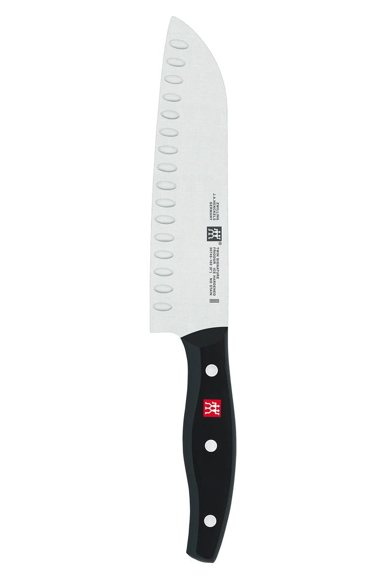 TWIN Signature 7-Inch Hollow Edge Santoku Knife, Main, color, SILVER