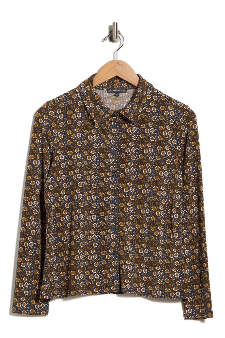 Tulip Print Button Front Knit Top, Alternate, color, DENIM SCROLL FLOWER