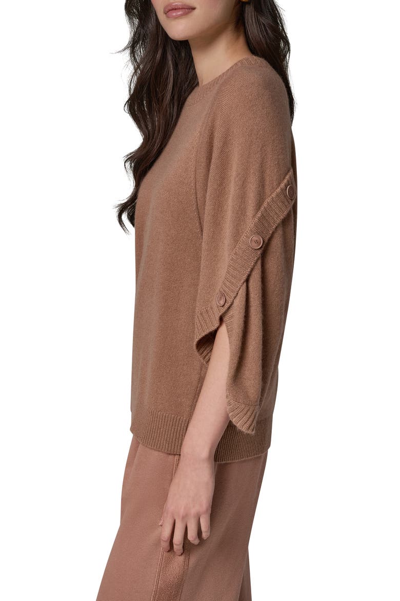 Wool & Cashmere Overlap Button Crewneck Sweater, Alternate, color, CAMEL