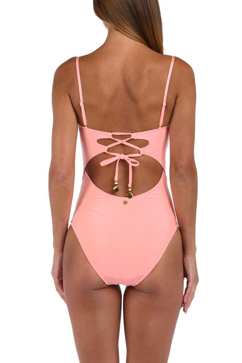 Bandeau One-Piece Swimsuit, Alternate, color, BLOSSOM