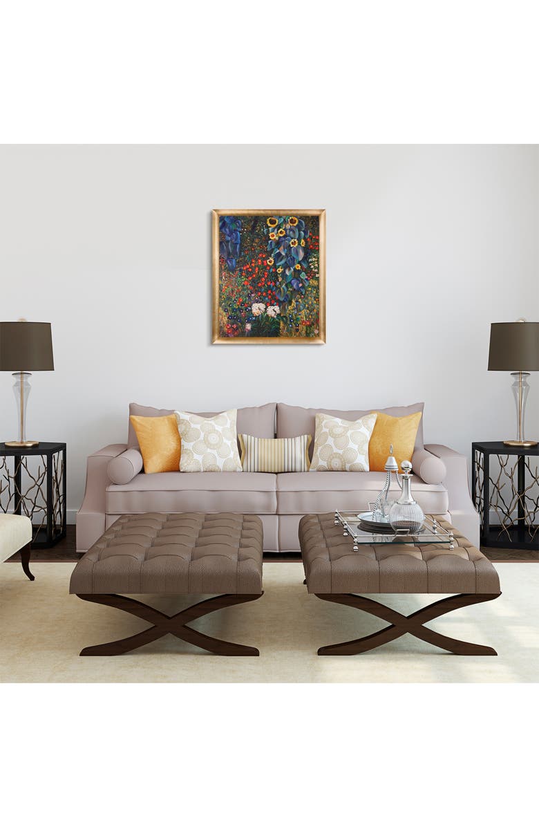 OVERSTOCK ART Farm Garden with Sunflowers by Gustav Klimt in Gold Luminoso Frame, 20" x 24", Alternate, color,