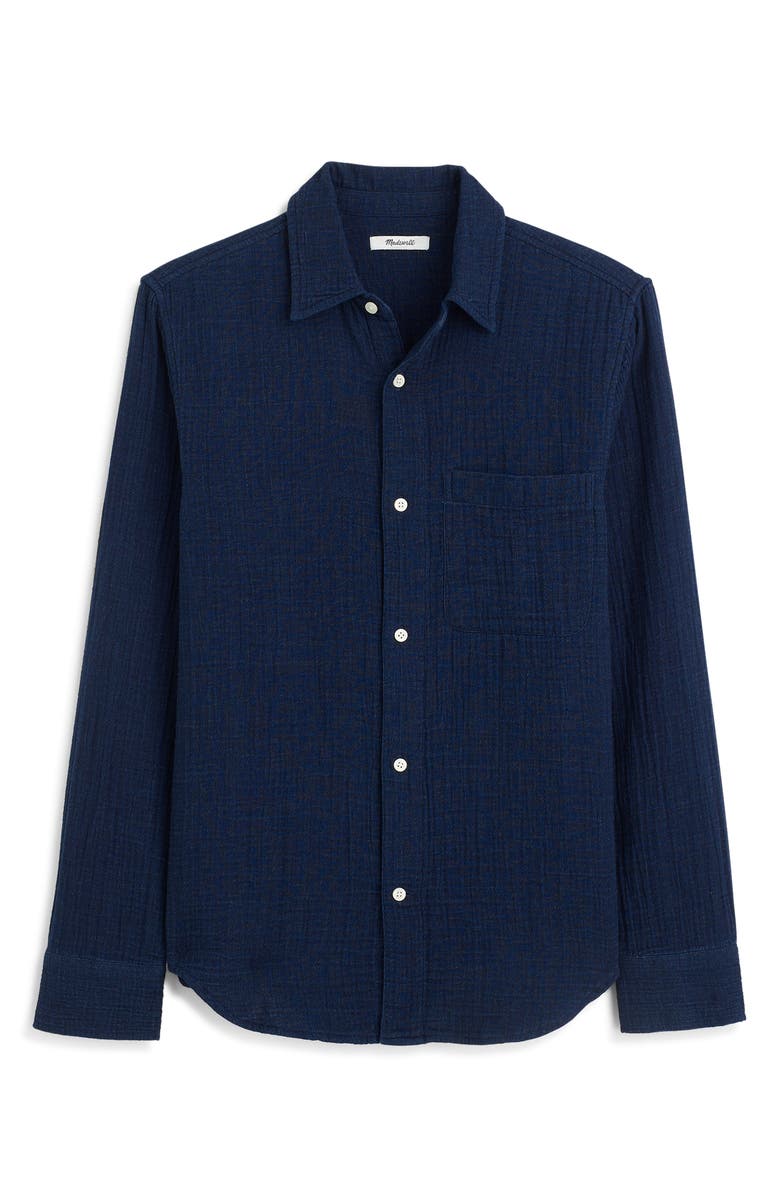 Madewell Indigo Dyed Cotton Button-Up Shirt, Alternate, color, Dark Indigo