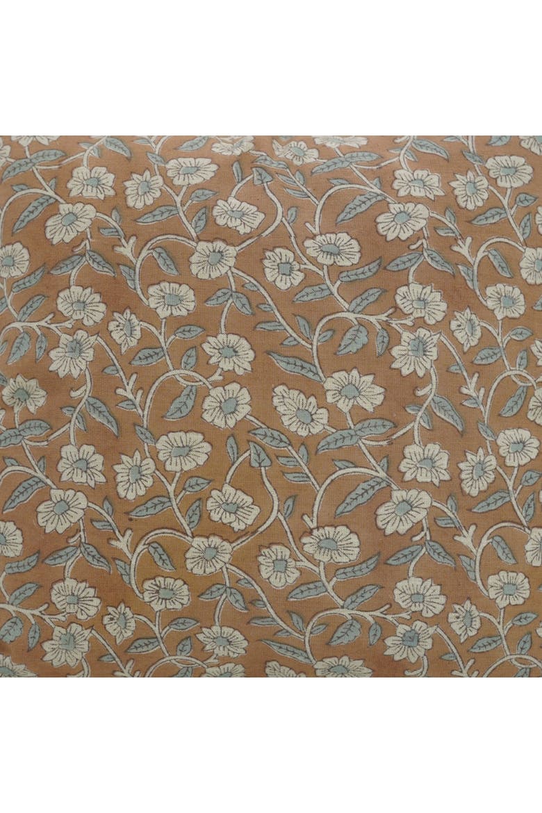 Haridwar Artistic Floral Block Printed Pillow Cover, Alternate, color, Brown