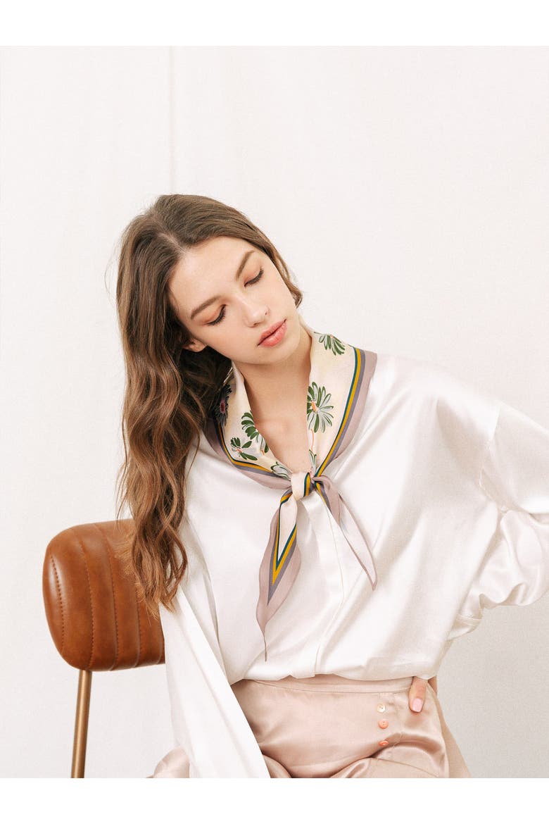 "Daisy" Silk Diamond Neckerchief, Alternate, color, Beige