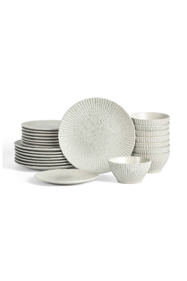 Arlo Stoneware 24-Piece Dinnerware Set, Main, color, White