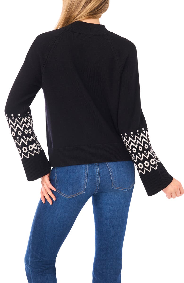 Halogen<sup>®</sup> Fair Isle Accent Mock Neck Sweater, Alternate, color, Rich Black