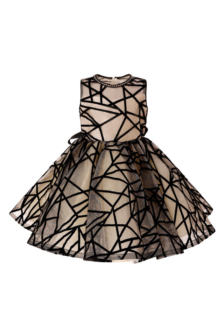 Patterned Ribbon Charm Dress, Main, color, Beige