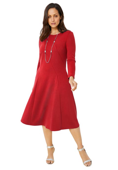 Long Sleeve Stretch Ponte Dress (Plus Available)