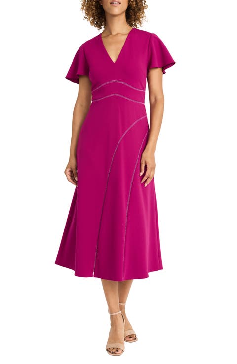 Lattice Detail Midi Dress