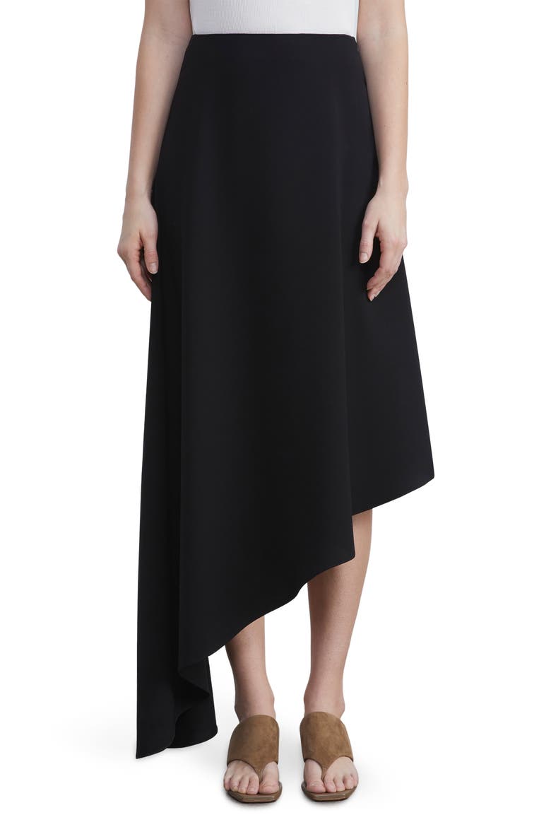 Asymmetric Crepe Skirt, Main, color, BLACK