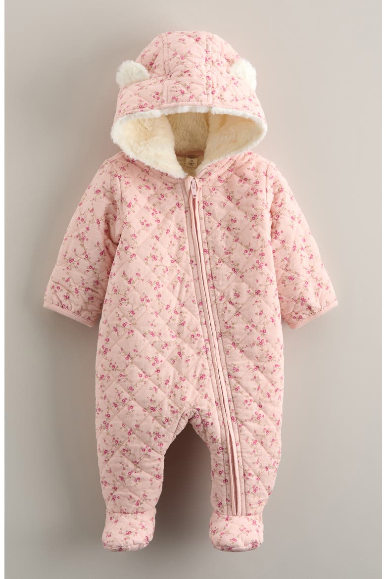 Hooded Quilted Fleece Lined Bunting, Main, color, PINK DOGWOOD EDITH FLORAL