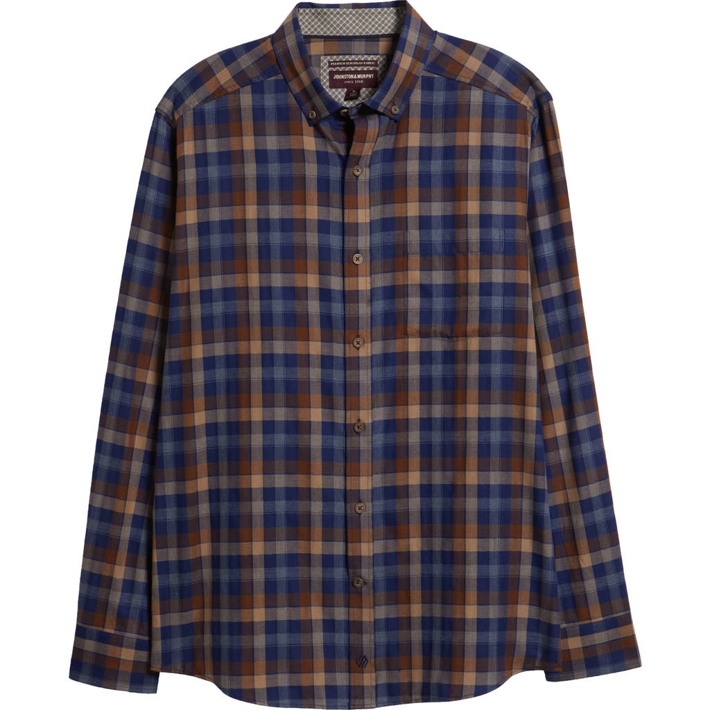 Johnston & Murphy Heather Plaid Button-down Shirt In Multi