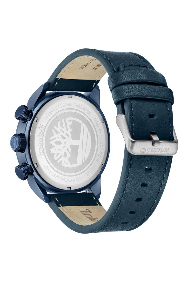 Henniker II Multifunction Chronogrpah Leather Strap Watch, 46mm, Alternate, color, NAVY