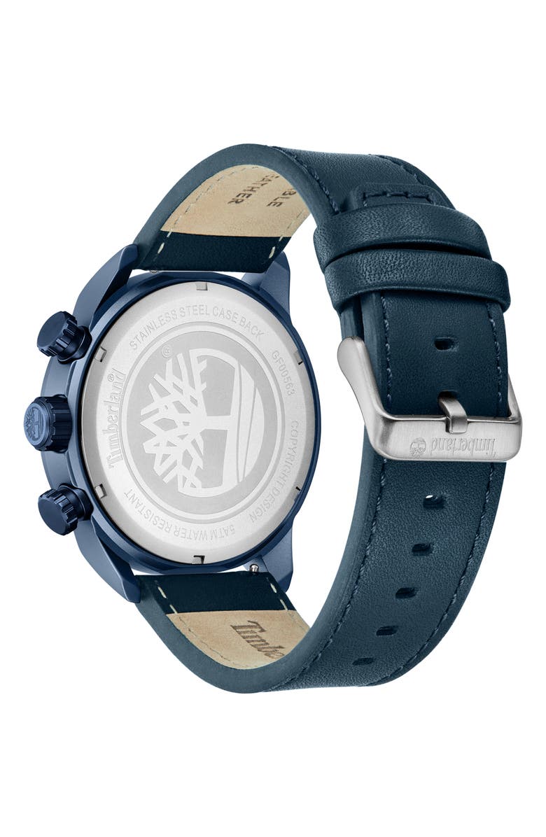 Timberland Henniker II Multifunction Chronogrpah Leather Strap Watch, 46mm, Alternate, color, Navy