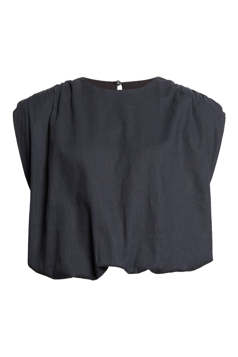 Sirelle Cap Sleeve Linen Blend Shirt, Alternate, color, WASHED JET