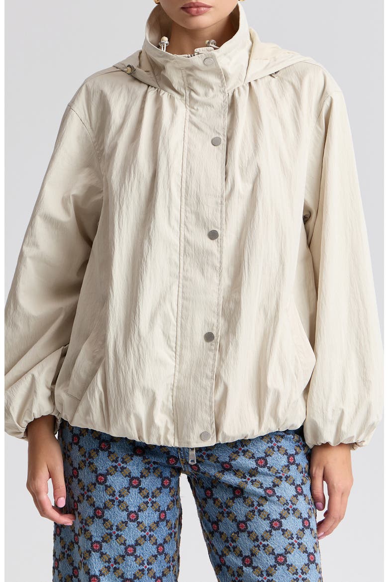 Balloon Hem Hooded Windbreaker Jacket, Alternate, color, PORCELAIN