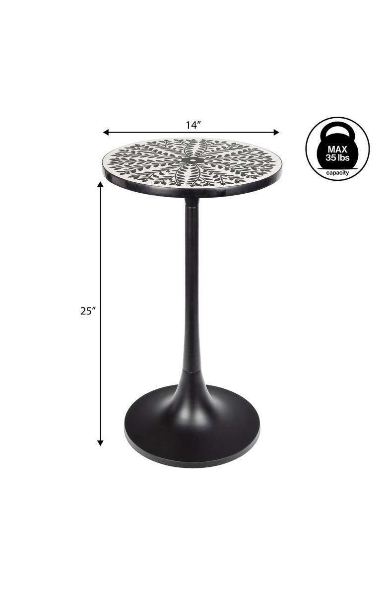 JONATHAN Y Nysha Modern Bohemian Metal/Resin Inlay Top End Table, Alternate, color, Black/White