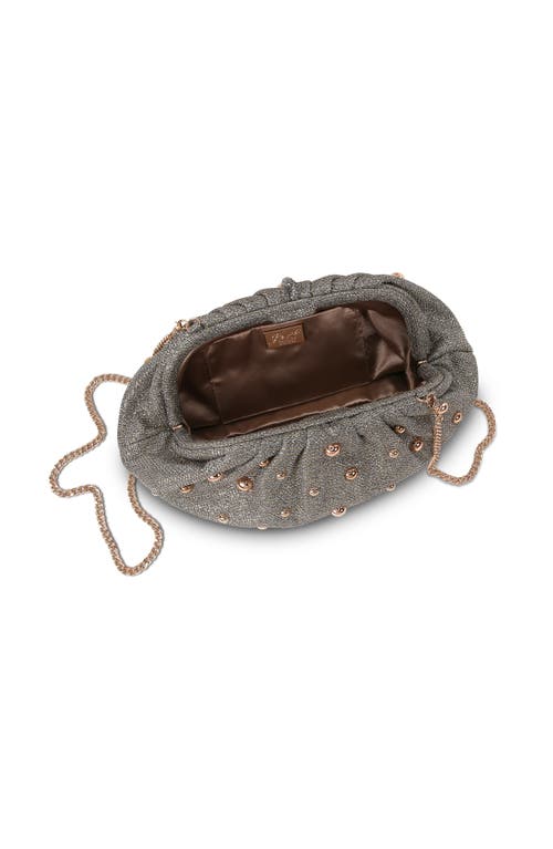 Jewel Badgley Mischka Margot Beaded Pouch Clutch In Gray