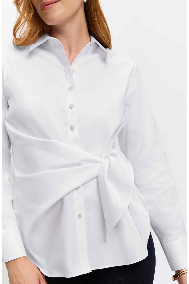 Sabine Side Tie Button-Up Shirt, Alternate, color, WHITE