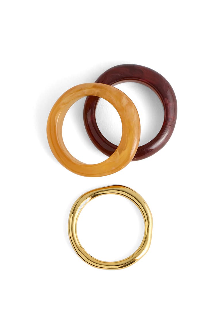 Set of 3 Sculptural Resin Stacking Rings, Main, color, DUSTY CLARET