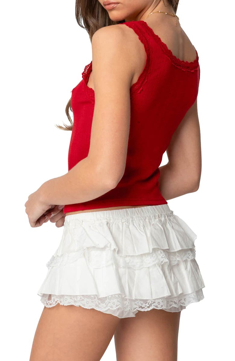 EDIKTED Hattie Pointelle Tank, Alternate, color, Red