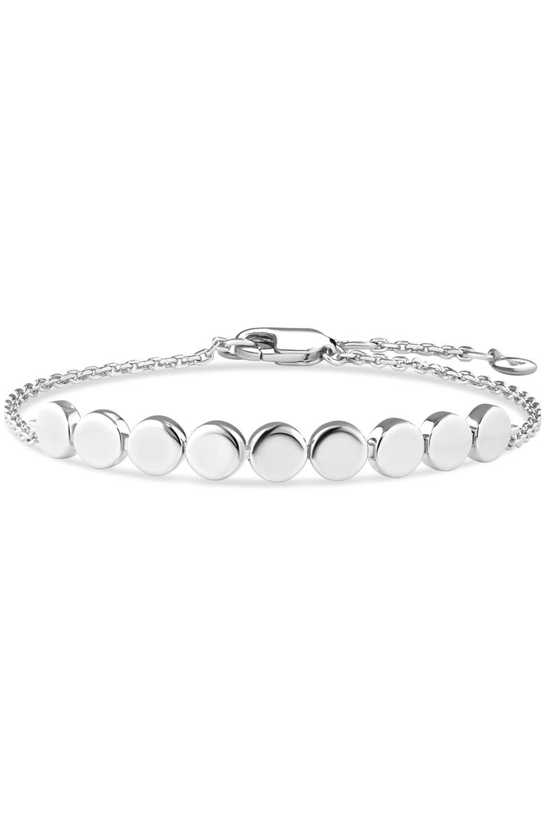 Round Link Chain Bracelet in Rhodium Plated Sterling Silver, Main, color, Silver