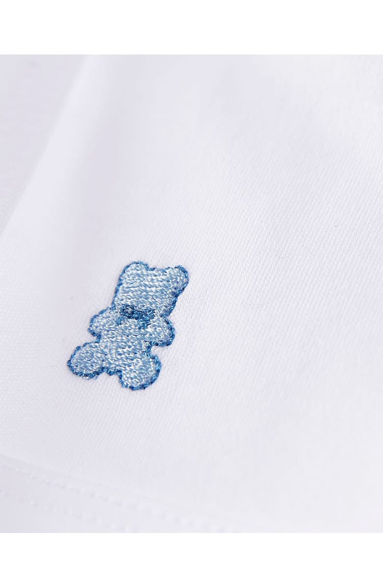 MiniMoi 3 Piece Baby Girls Cotton Footie Set with Peter Pan Collar and Embroidered Hearts, Alternate, color, Winter White