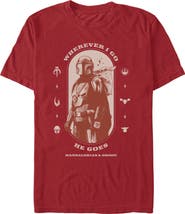 Star Wars: The Mandalorian and Grogu Mens Star Wars The Mandalorian and Grogu Wherever I Go He Goes Logo T Shirt