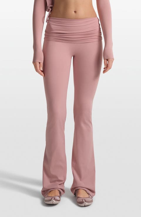 Matte Flared Foldover Waist Pants