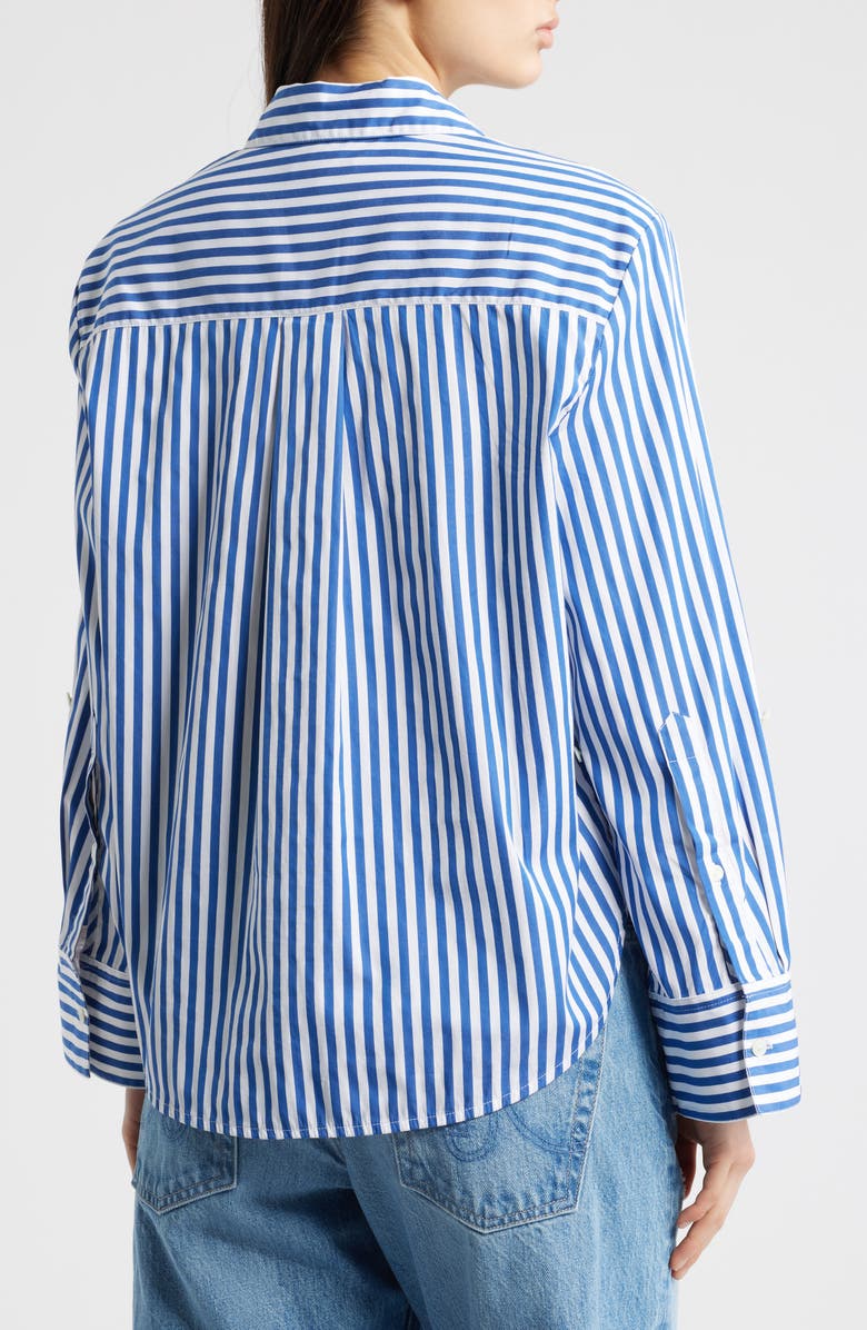 Madewell The Signature Y-Neck Shirt in Poplin, Alternate, color, French Blue