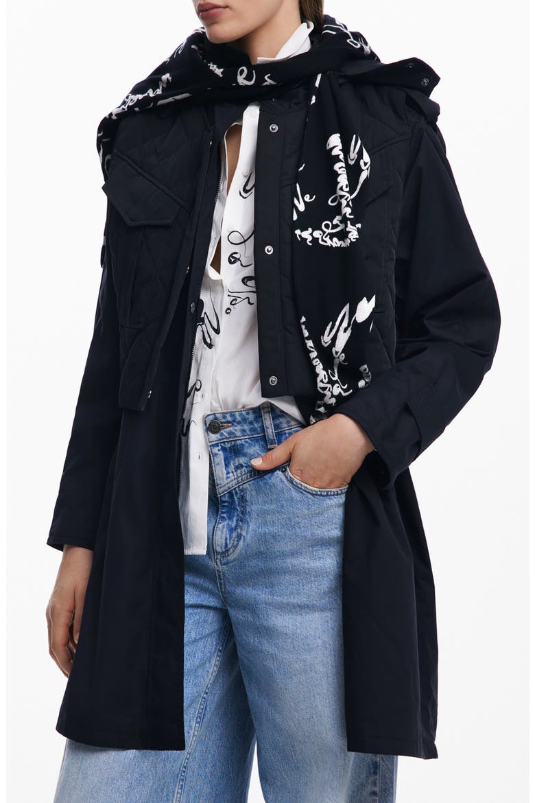 2-in-1 Coat with Detachable Vest & Removable Hood, Main, color, BLACK
