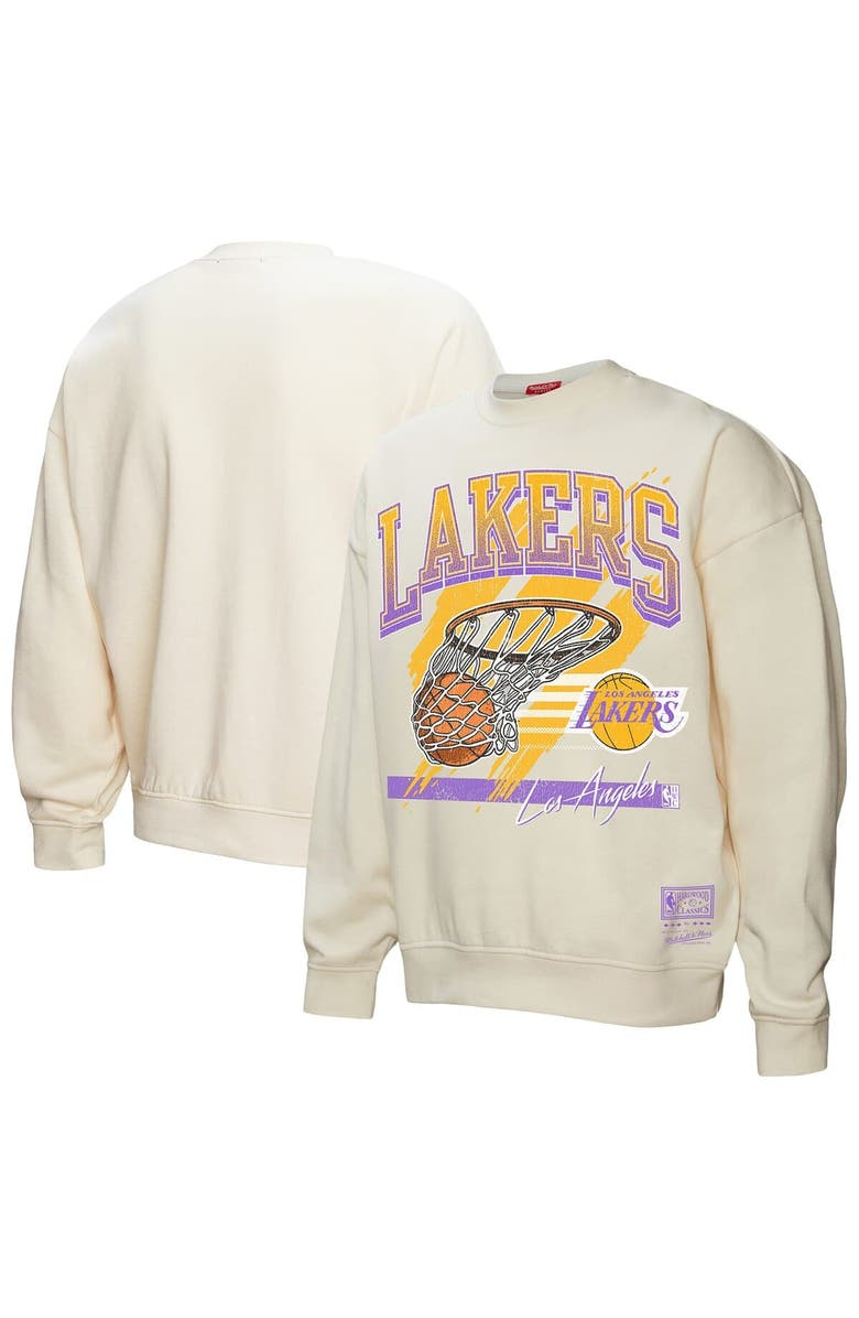 Mitchell & Ness Women's Mitchell & Ness Cream Los Angeles Lakers Brush Bucket Pullover Sweatshirt, Alternate, color, Cream