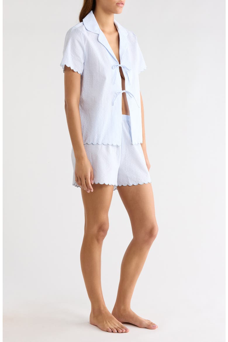 Stripe Scallop Edge Cotton Short Pajamas, Alternate, color, BLUE/ WHITE STRIPE