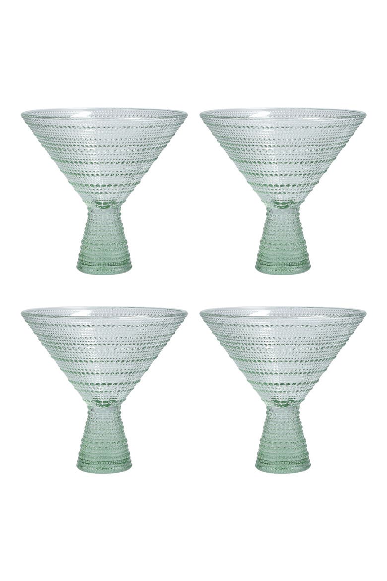Jupiter Set of 4 Martini Glasses, Main, color, SAGE