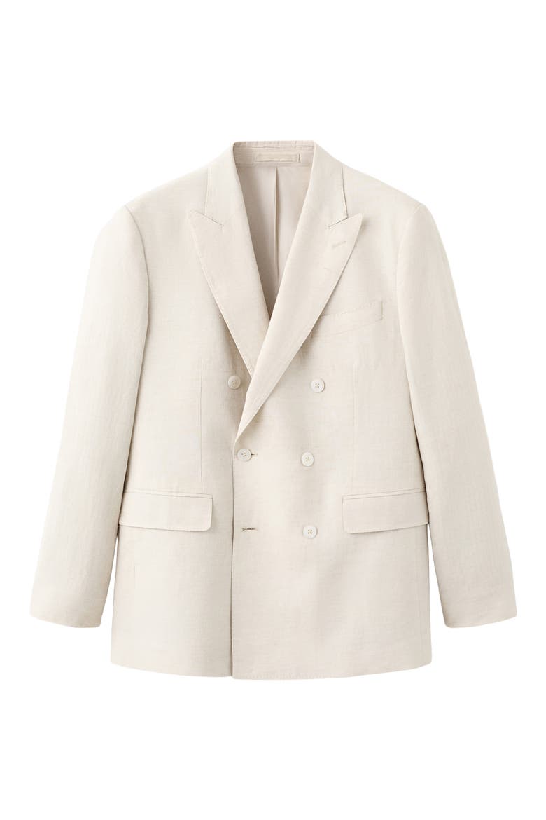 Amalfi Slim Fit Tan Linen Double Breasted Suit Jacket, Alternate, color, ECRU