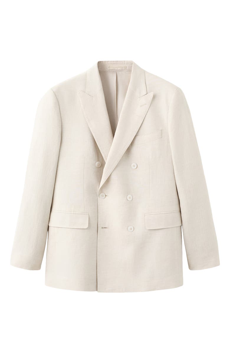 MANGO Amalfi Linen Slim Fit Double Breast Blazer, Alternate, color, Ecru