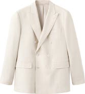 MANGO Amalfi Linen Slim Fit Double Breast Blazer