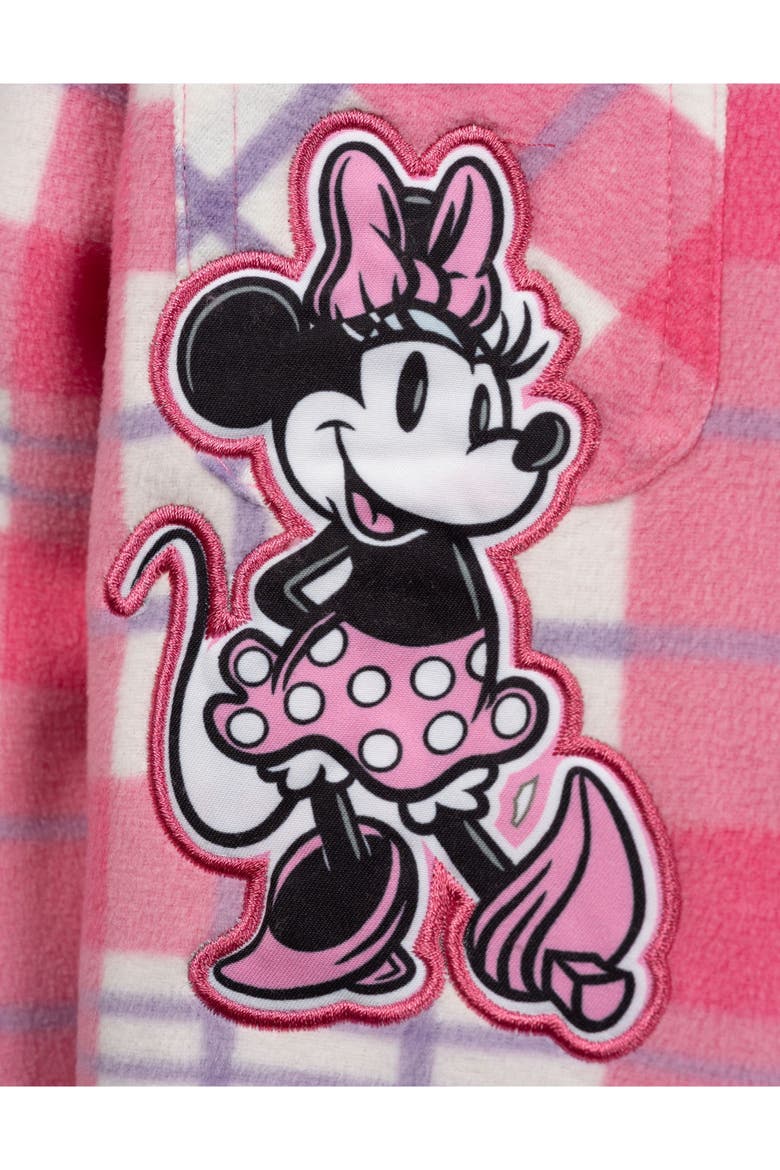 Minnie Mouse Fleece Shacket, Alternate, color, Pink Plaid Minnie