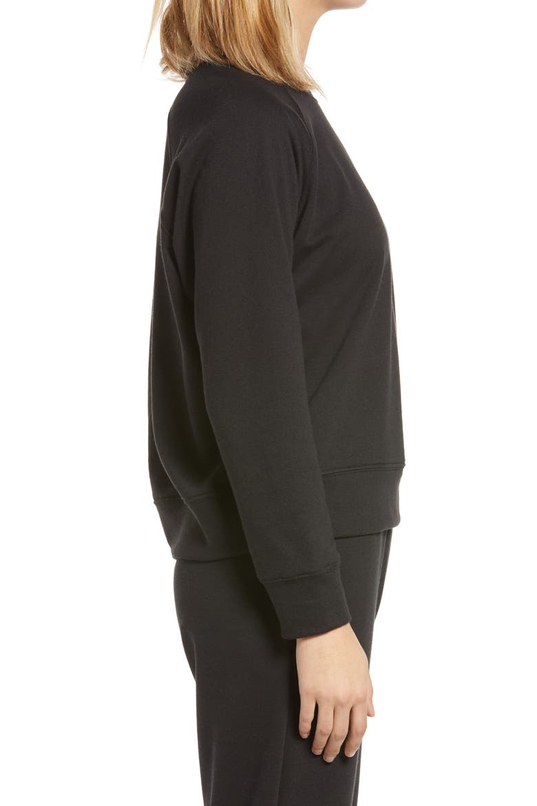 Cozy Raglan Sleeve Sweatshirt, Alternate, color, BLACK