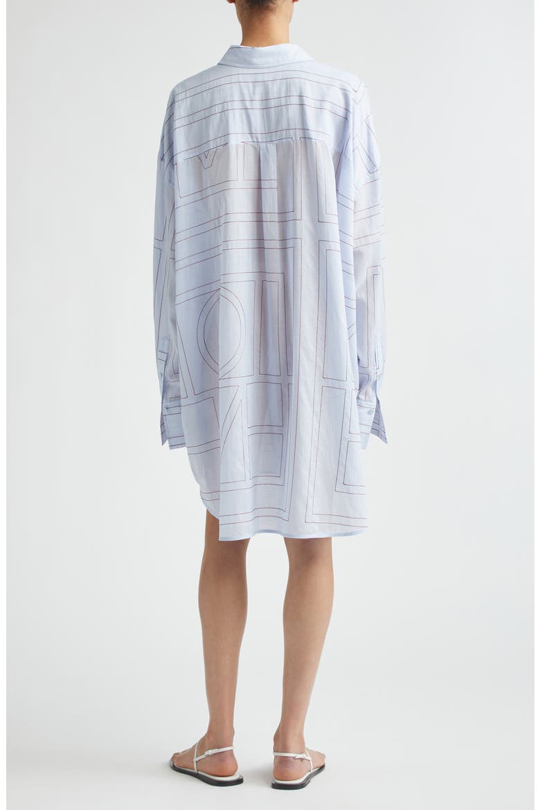 Long Summer Long Sleeve Logo Embroidered Shirtdress, Alternate, color, SKY/ RED