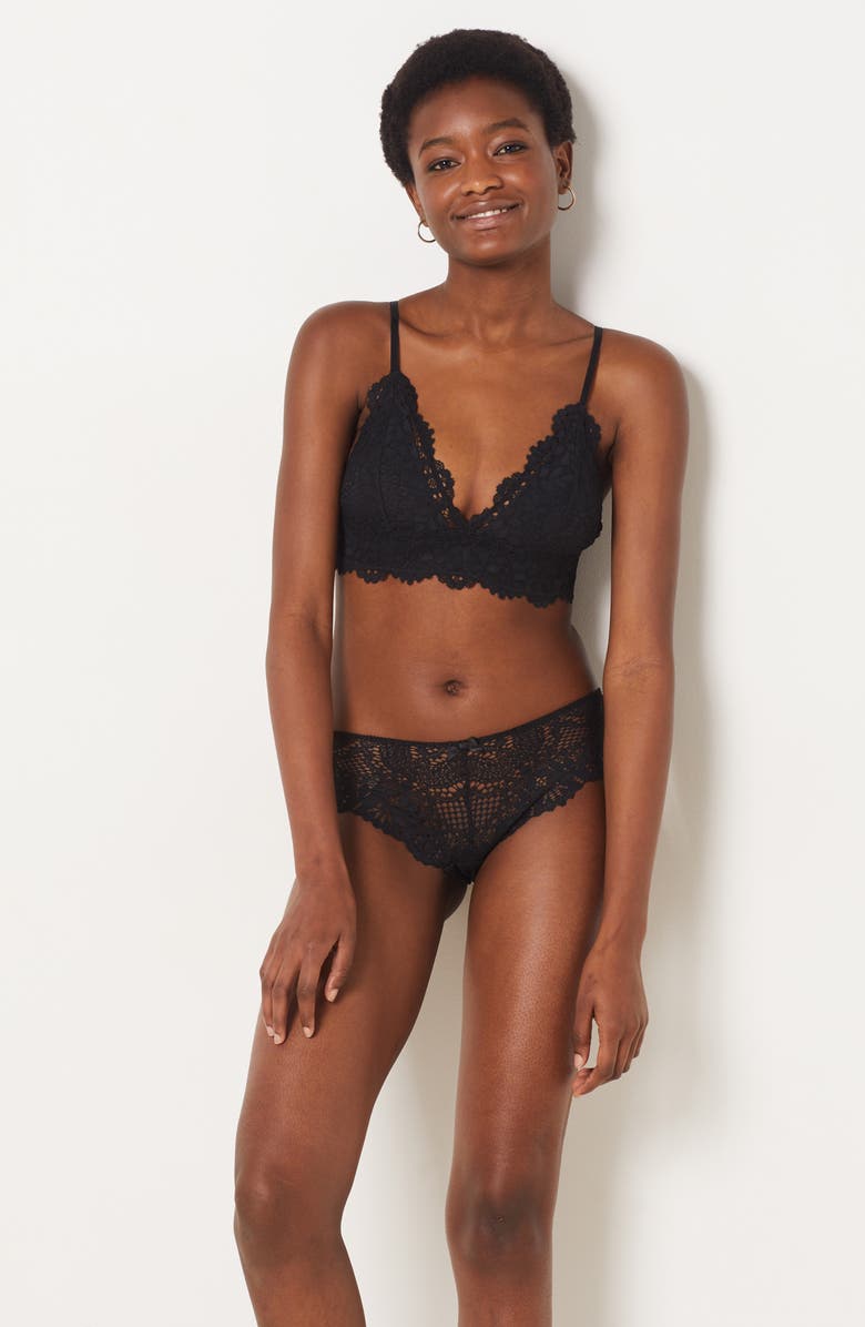 Etam Success Lace Shorty Briefs, Alternate, color, Black