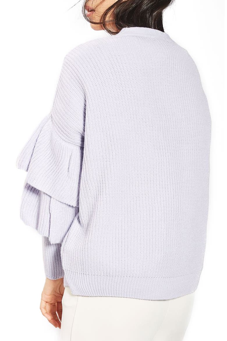 Ruffle Sleeve Cardigan, Alternate, color, LILAC