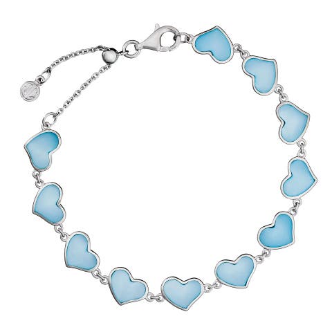 All Around Heart Bracelet Set In Sterling Silver