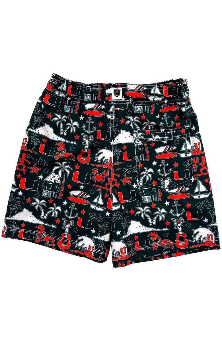 Wes & Willy Youth Wes & Willy Green Miami Hurricanes Luau Swim Trunks, Alternate, color, 
