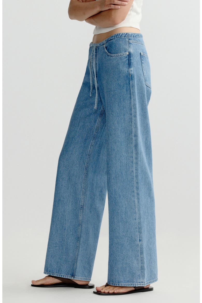 Sienna Drawstring Low Rise Relaxed Wide Leg Jeans, Alternate, color, RIVER AURA
