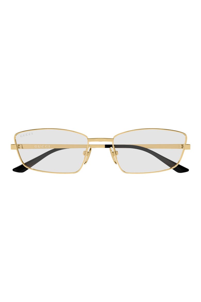 56mm Rectangular Sunglasses, Main, color, GOLD