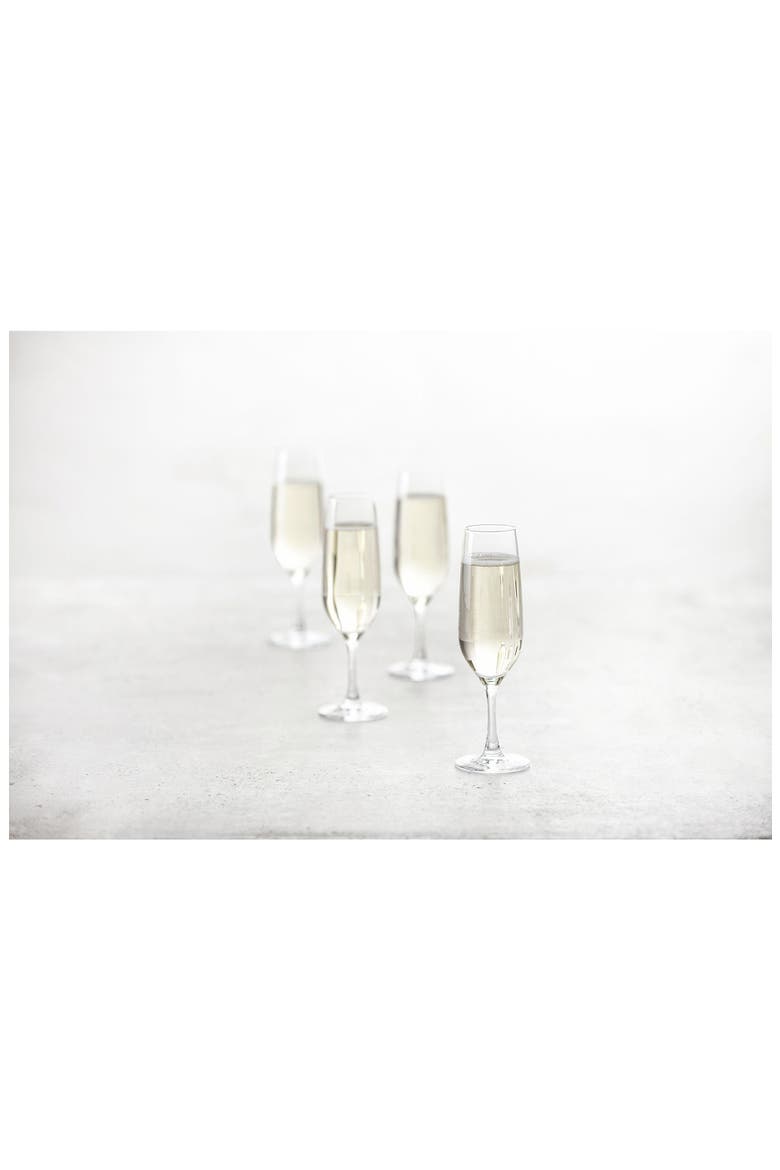 Congresso Set of 6 Champagne Flute Glasses, Alternate, color, CLEAR