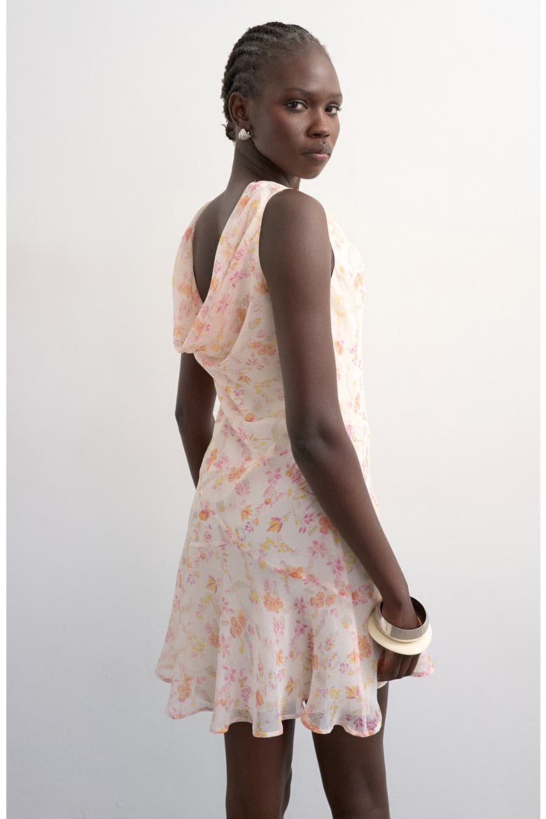 Floral Cowl Neck Minidress, Alternate, color, IVORY