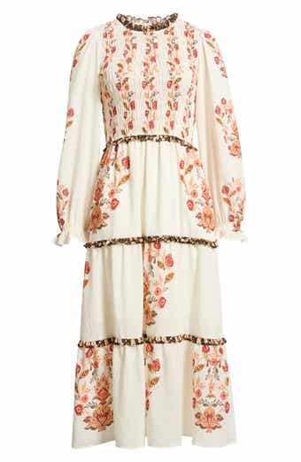 Long Sleeve Smocked Midi Dress