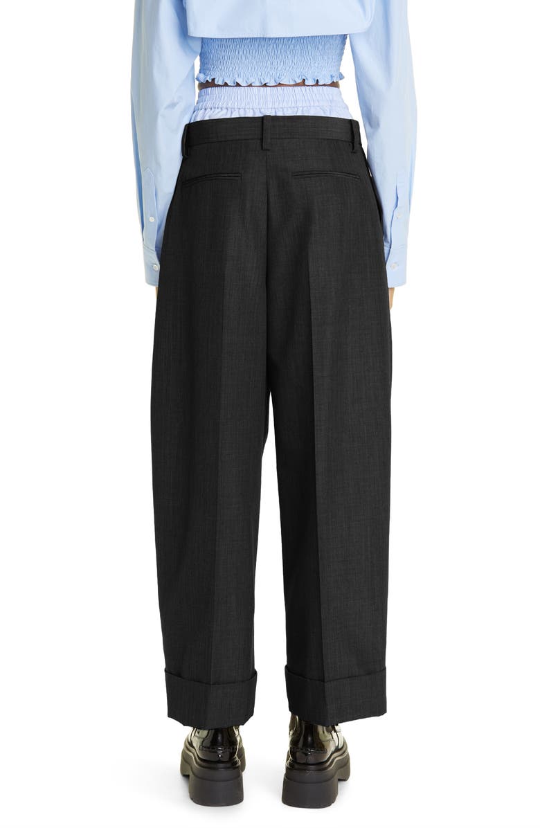 Alexander Wang Exposed Boxer Layer Pleated Straight Leg Trousers, Alternate, color,